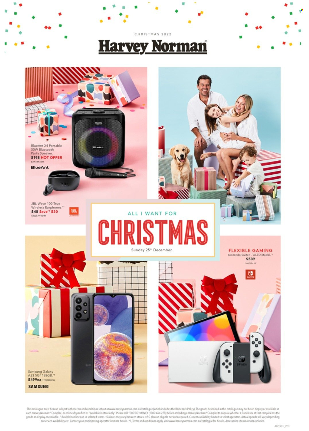 thumbnail - Harvey Norman Catalogue - 2 Dec 2022 - 23 Dec 2022 - Sales products - Nintendo Switch, Samsung Galaxy, Samsung, speaker, JBL. Page 1.