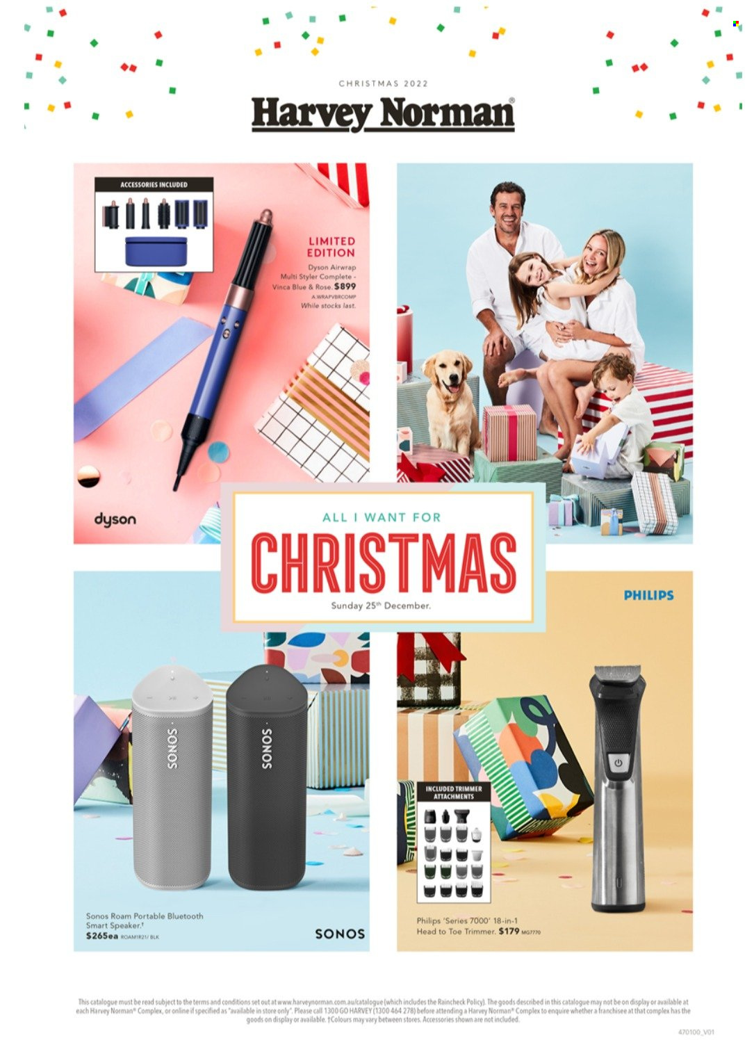 thumbnail - Harvey Norman Catalogue - 2 Dec 2022 - 12 Dec 2022 - Sales products - Philips, Sonos, speaker, Dyson, trimmer, rose. Page 1.
