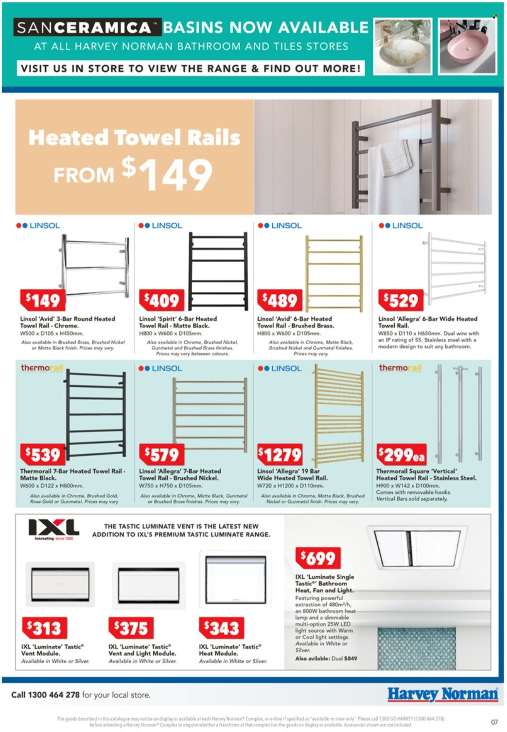 thumbnail - Harvey Norman Catalogue - 3 Dec 2022 - 18 Dec 2022 - Sales products - vent and light module, hook, towel hanger, lamp, LED light. Page 7.