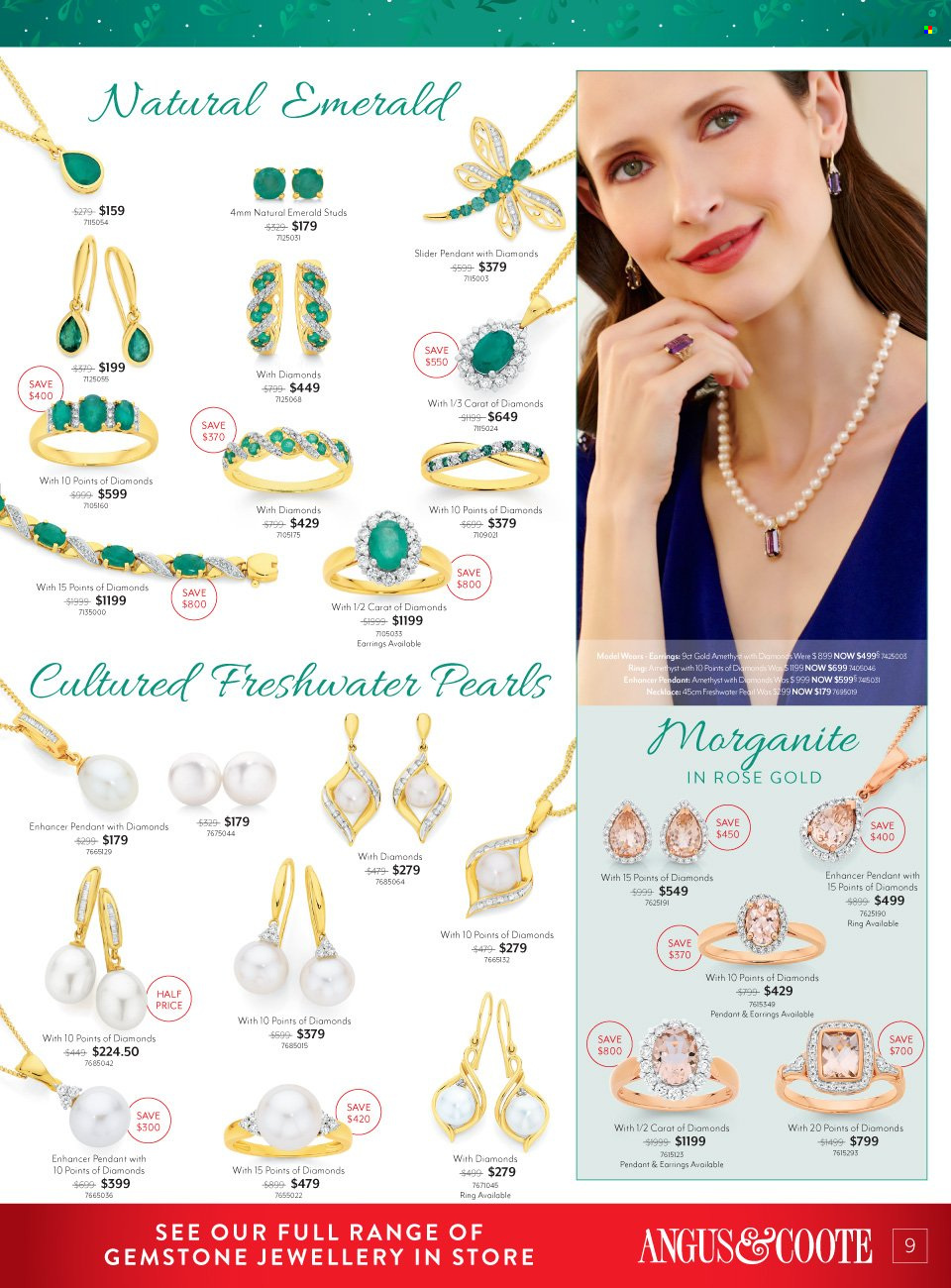 thumbnail - Angus & Coote Catalogue - 29 Nov 2022 - 24 Dec 2022 - Sales products - necklace, studs, pendant, earrings. Page 9.
