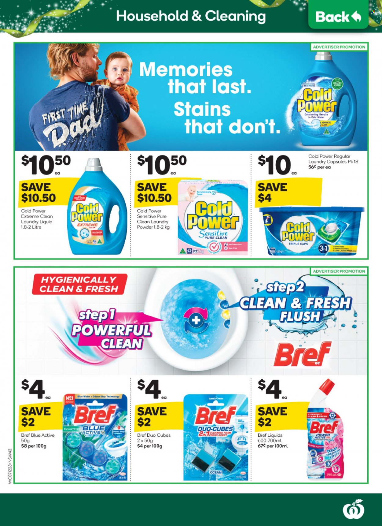 thumbnail - Woolworths Catalogue - 7 Dec 2022 - 13 Dec 2022 - Sales products - cleaner, Bref Power, laundry powder, laundry detergent, laundry capsules, cap. Page 42.