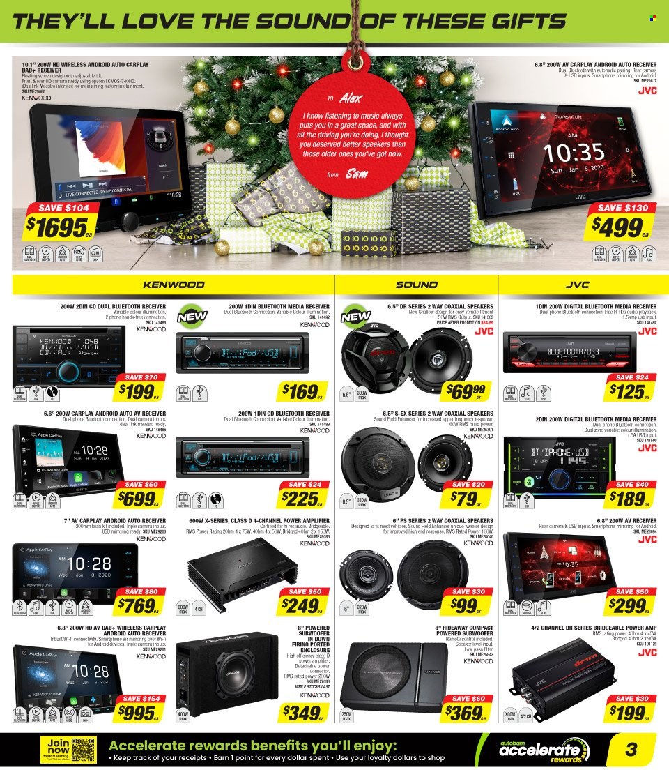 thumbnail - Autobarn Catalogue - 5 Dec 2022 - 24 Dec 2022 - Sales products - amplifier, Kenwood. Page 3.