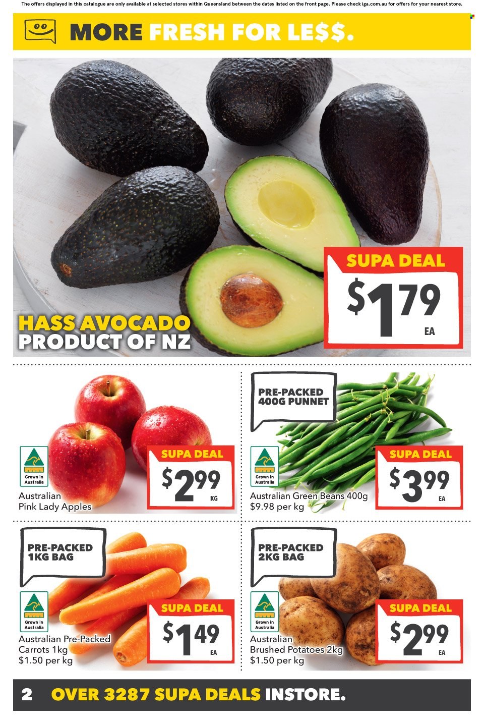 thumbnail - SUPA VALU Catalogue - 7 Dec 2022 - 13 Dec 2022 - Sales products - beans, carrots, green beans, potatoes, avocado, apples, Pink Lady. Page 3.