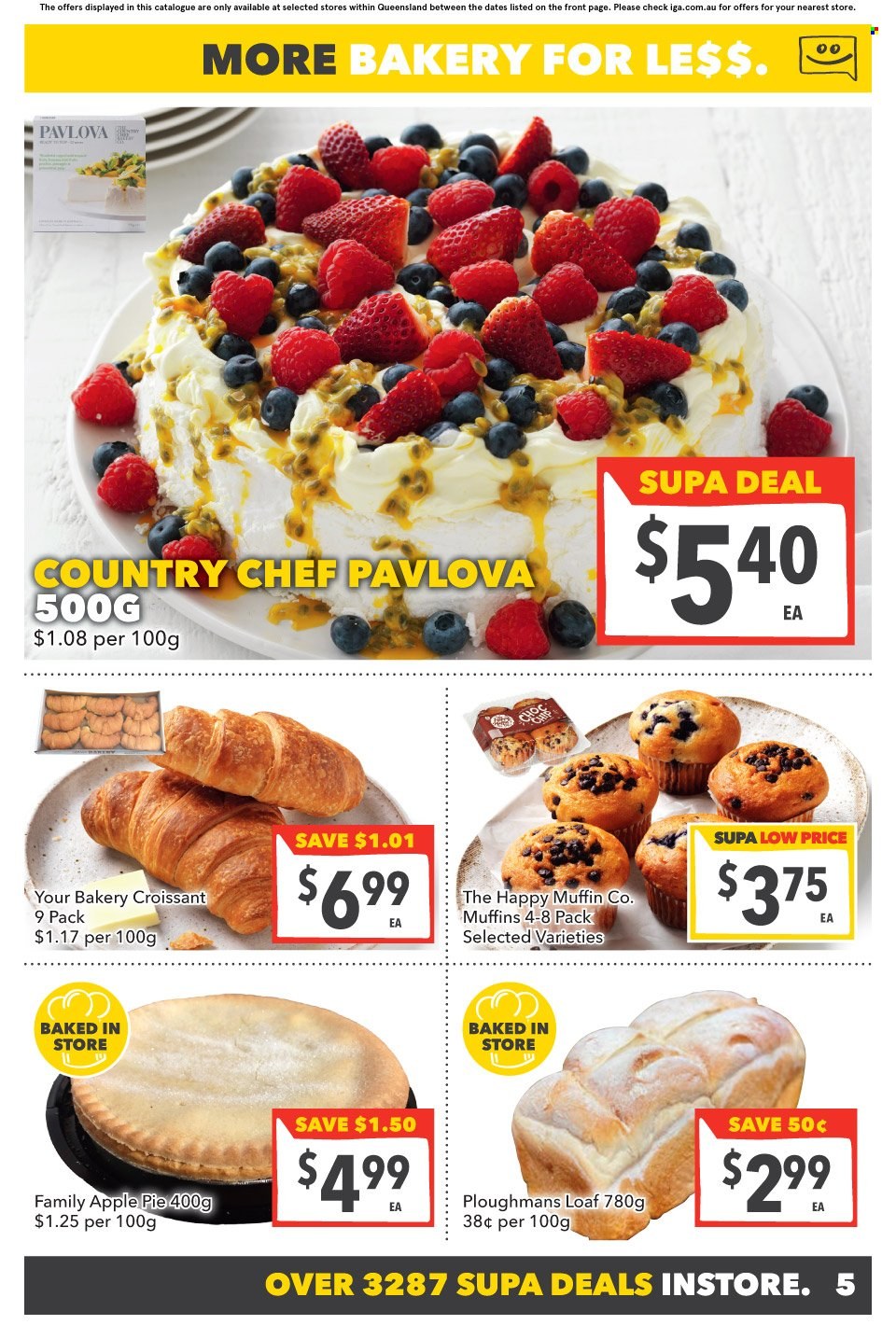 thumbnail - SUPA VALU Catalogue - 7 Dec 2022 - 13 Dec 2022 - Sales products - bread, pie, croissant, muffin, apple pie. Page 6.