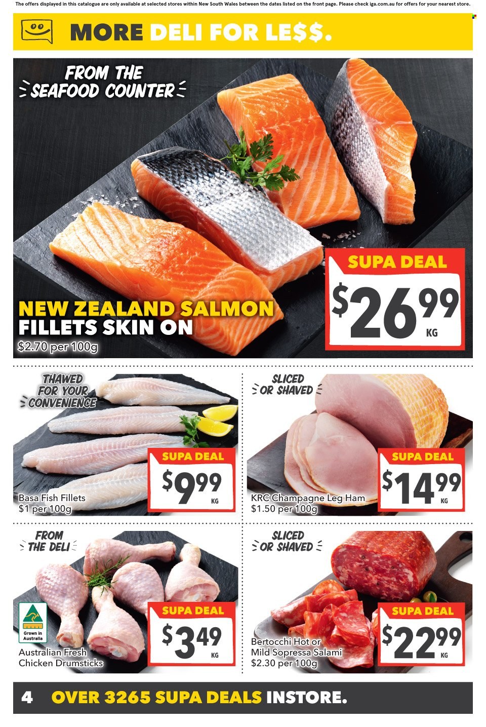 thumbnail - SUPA VALU Catalogue - 7 Dec 2022 - 13 Dec 2022 - Sales products - fish fillets, salmon, salmon fillet, seafood, fish, salami, ham, leg ham, chicken drumsticks. Page 5.