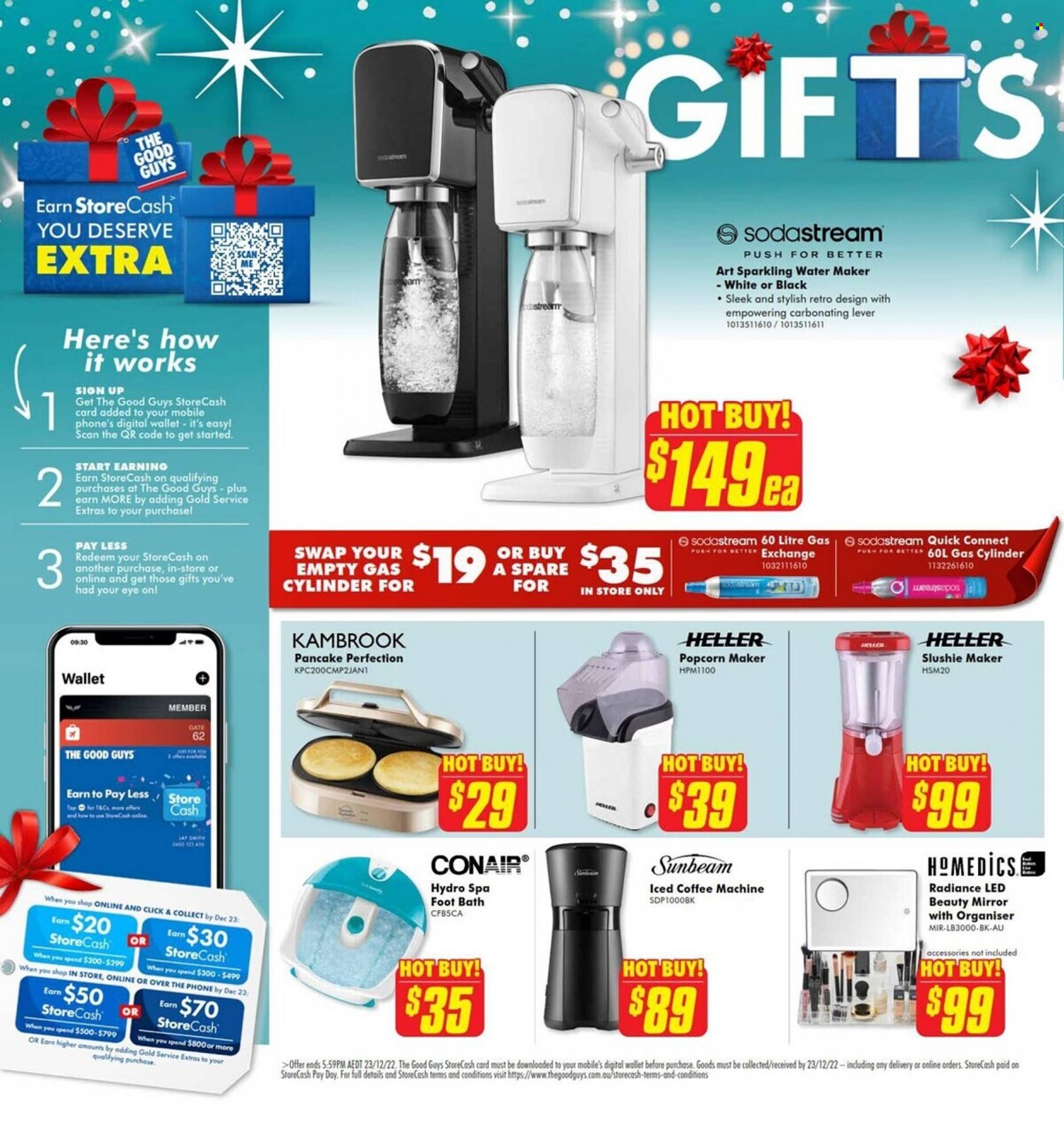 thumbnail - The Good Guys Catalogue - 5 Dec 2022 - 23 Dec 2022 - Sales products - SodaStream, phone, cell phone, coffee machine, Sunbeam, Kambrook, water maker, wallet. Page 2.