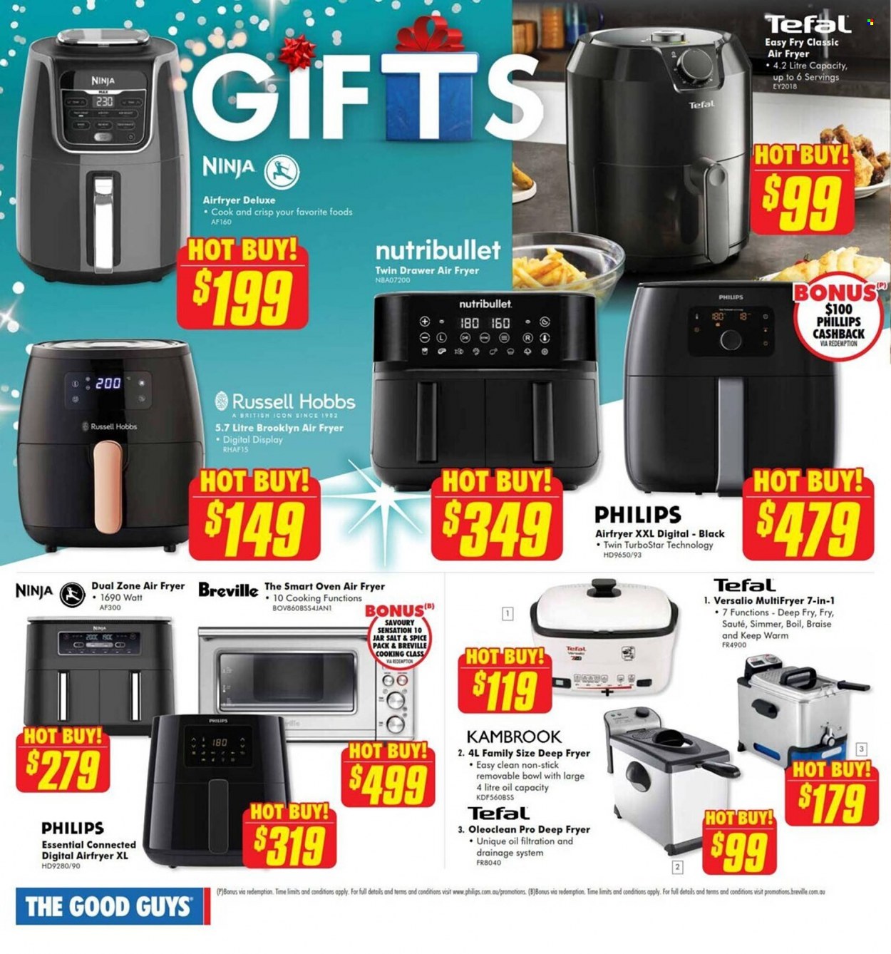 thumbnail - The Good Guys Catalogue - 5 Dec 2022 - 23 Dec 2022 - Sales products - Tefal, Philips, bowl, oven, Kambrook, deep fryer, air fryer, NutriBullet, Russell Hobbs. Page 10.