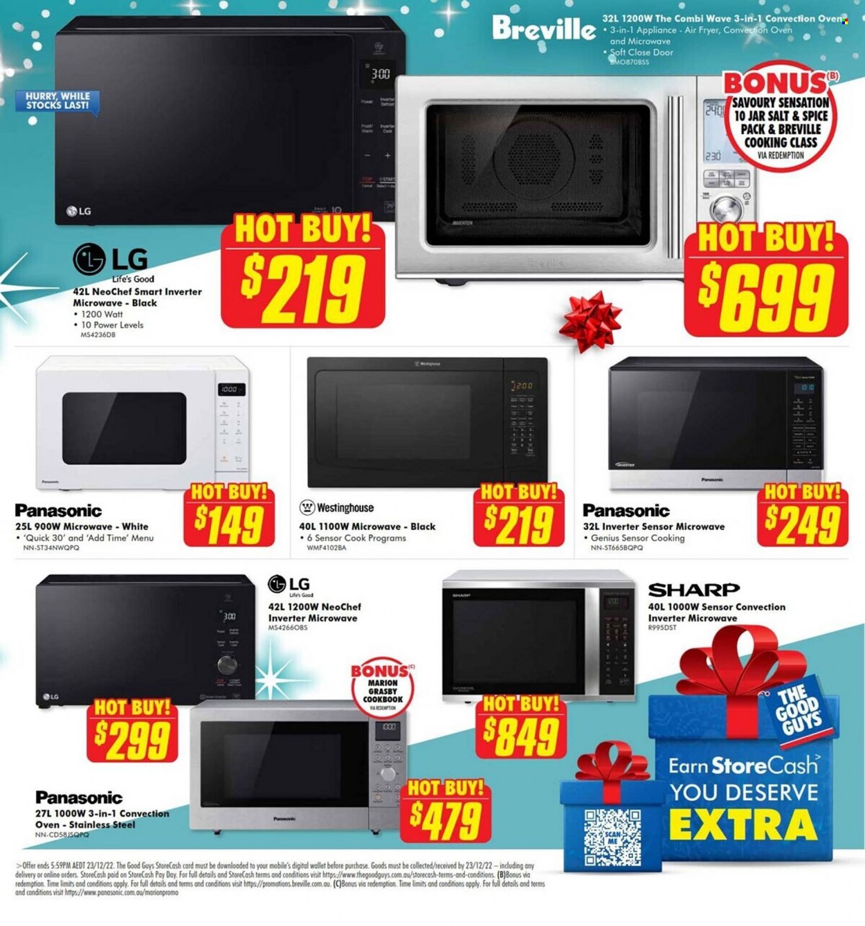thumbnail - The Good Guys Catalogue - 5 Dec 2022 - 23 Dec 2022 - Sales products - Panasonic, LG, Sharp, oven, convection oven, microwave, air fryer, wallet. Page 18.