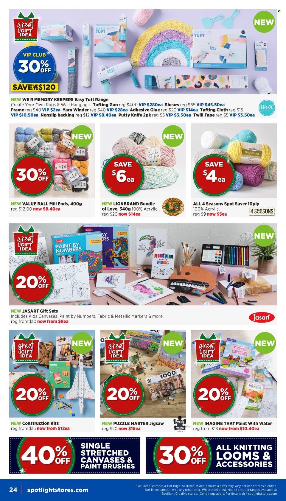 thumbnail - Spotlight Catalogue - 7 Dec 2022 - 24 Dec 2022 - Sales products - knife, paint brush, glue, knitting wool, puzzle. Page 24.
