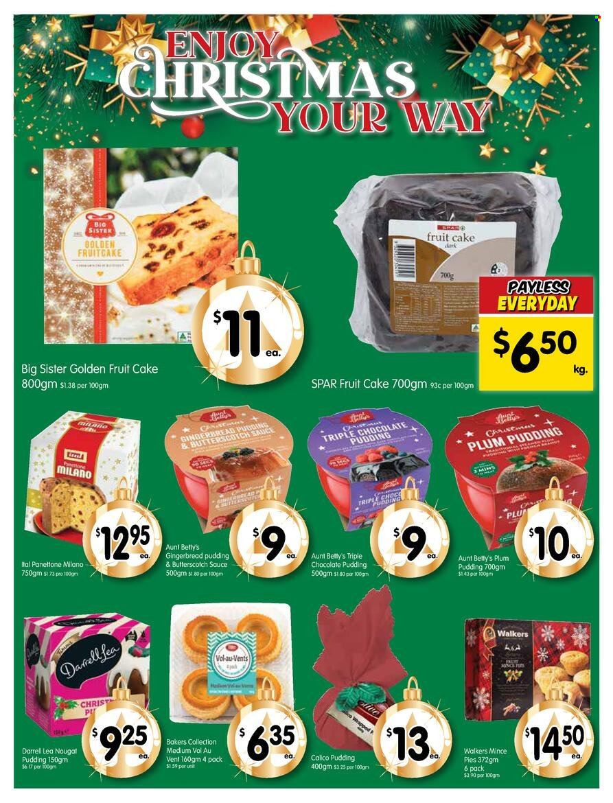 thumbnail - SPAR Catalogue - 7 Dec 2022 - 13 Dec 2022 - Sales products - cake, gingerbread, panettone, sauce, pudding, chocolate pudding, butterscotch, chocolate, nougat, Bakers. Page 3.