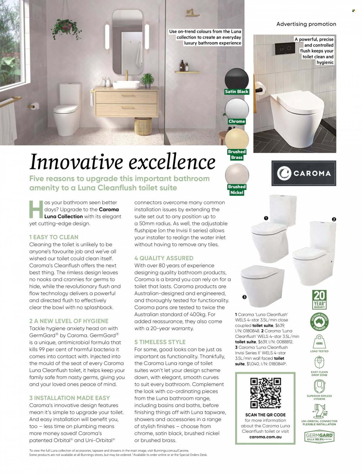 thumbnail - Bunnings Warehouse Catalogue - Sales products - toilet, desk. Page 53.