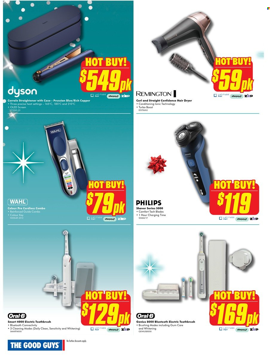 thumbnail - The Good Guys Catalogue - 8 Dec 2022 - 14 Dec 2022 - Sales products - Philips, Dyson, electric toothbrush, Oral-B, Remington, shaver, hair dryer, straightener. Page 8.