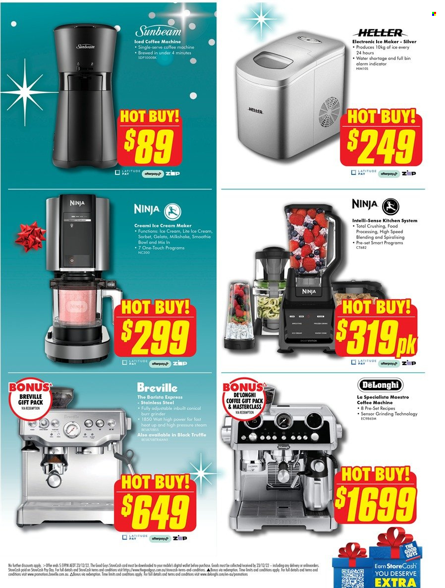 thumbnail - The Good Guys Catalogue - 8 Dec 2022 - 14 Dec 2022 - Sales products - ice maker, coffee machine, De'Longhi, Sunbeam, grinder, ice cream machine, wallet. Page 9.