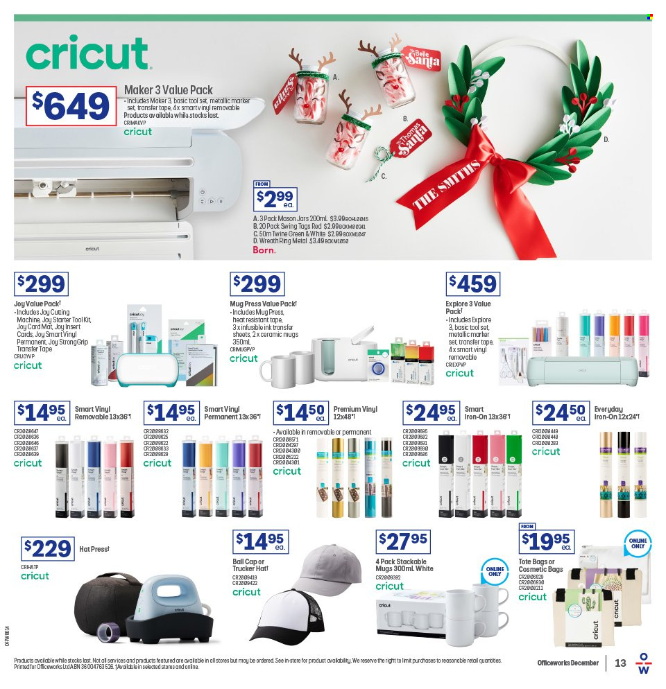 thumbnail - Officeworks Catalogue - 8 Dec 2022 - 22 Dec 2022 - Sales products - mug, ceramic mugs, jar, marker. Page 13.