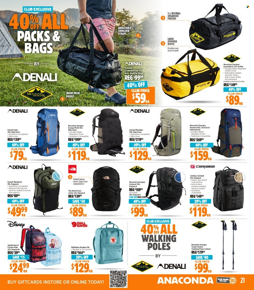 thumbnail - Anaconda Catalogue - 5 Dec 2022 - 24 Dec 2022 - Sales products - repellent, Disney, Spiderman, Pioneer, backpack, hiking pack. Page 21.