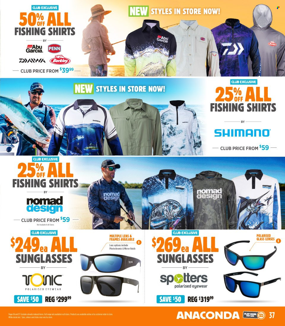 thumbnail - Anaconda Catalogue - 5 Dec 2022 - 24 Dec 2022 - Sales products - shirt, sunglasses, Shimano, fishing rod, Penn. Page 37.