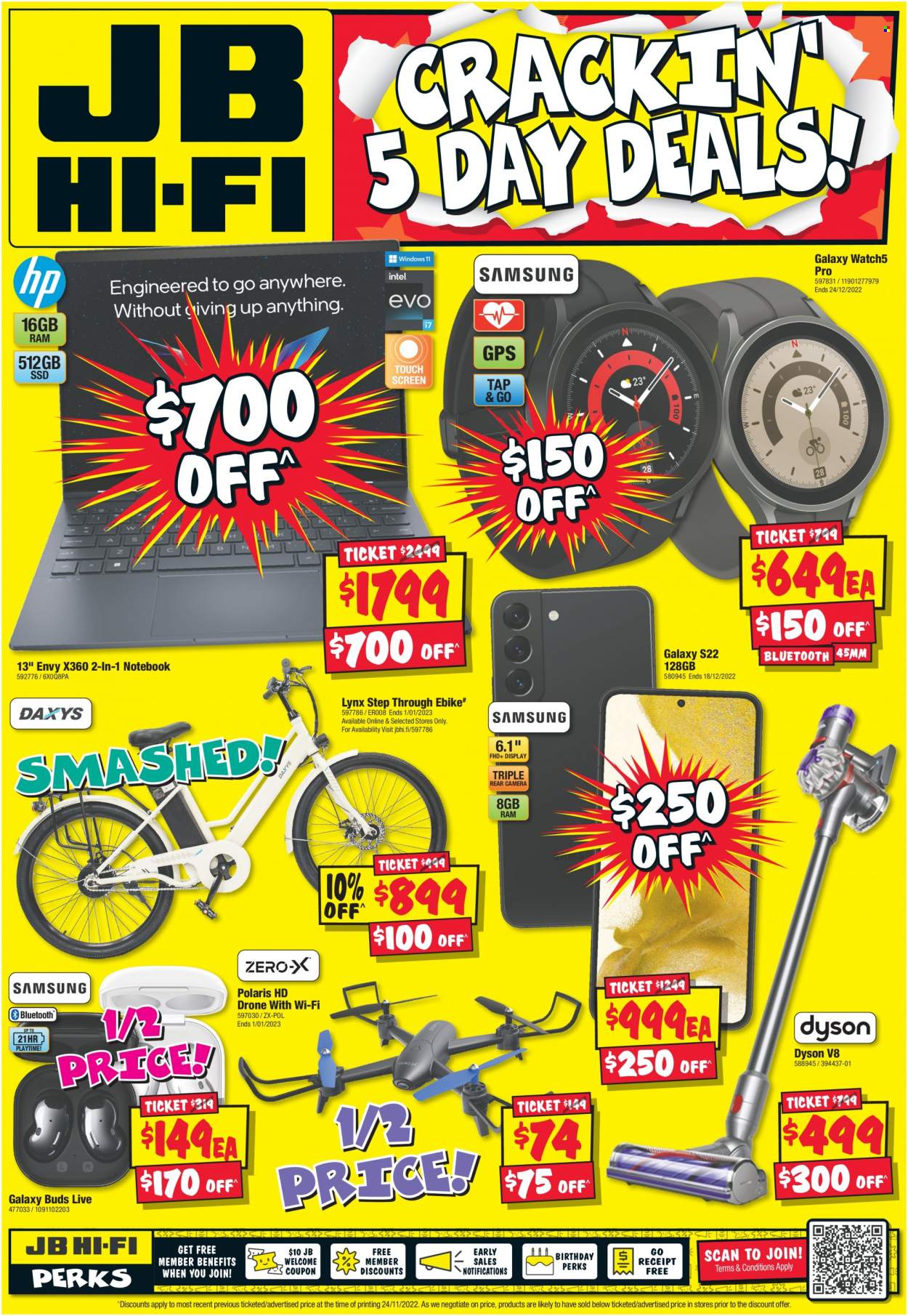thumbnail - JB Hi-Fi Catalogue - 8 Dec 2022 - 12 Dec 2022 - Sales products - drone, Dyson, electric bike. Page 12.