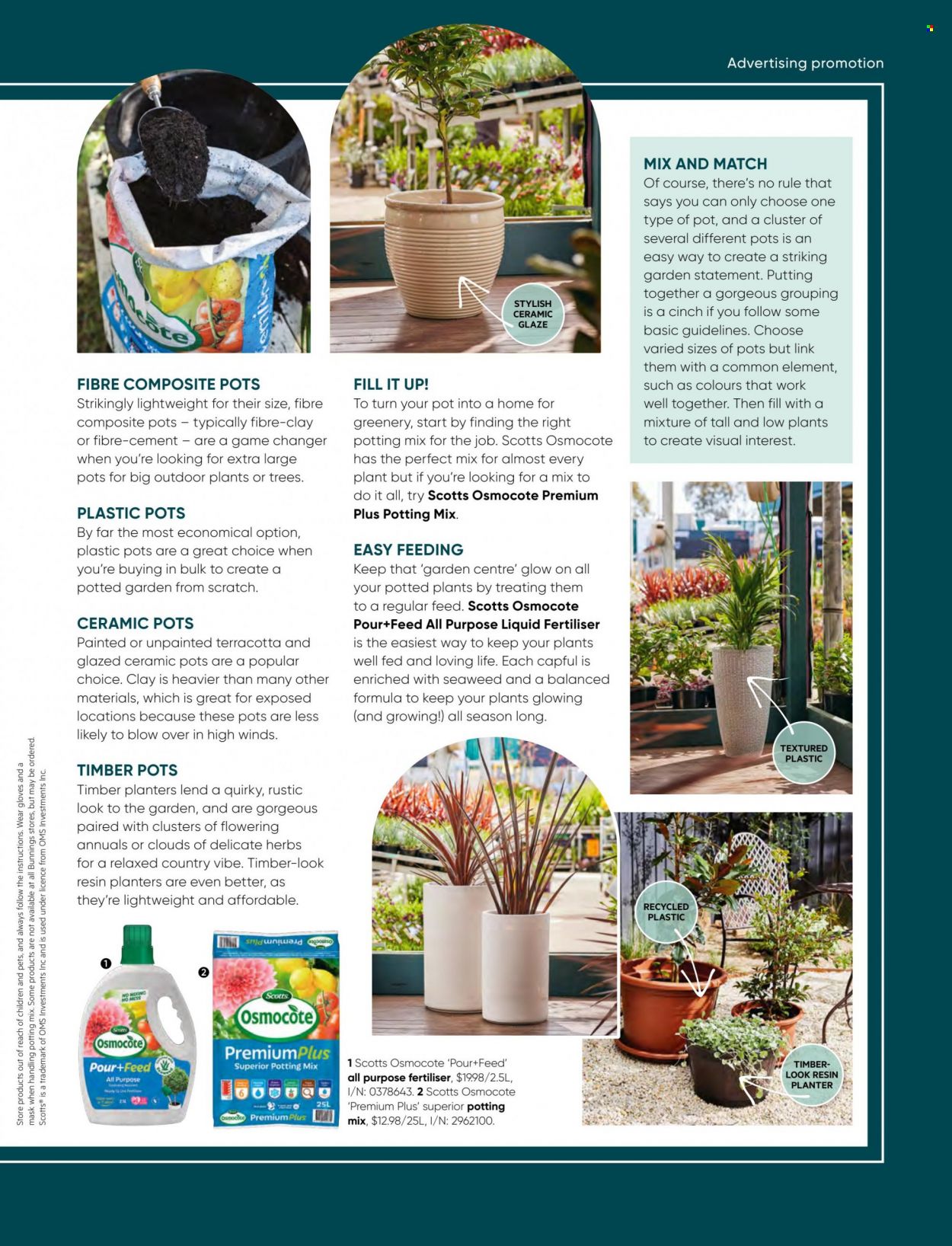 thumbnail - Bunnings Warehouse Catalogue - Sales products - pot, herbs, potting mix. Page 49.