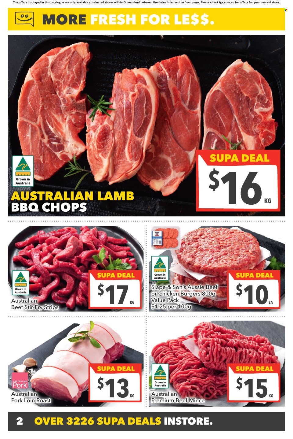 thumbnail - SUPA VALU Catalogue - 25 Jan 2023 - 31 Jan 2023 - Sales products - hamburger, strips, beef meat, ground beef, pork loin, pork meat, Aussie. Page 3.