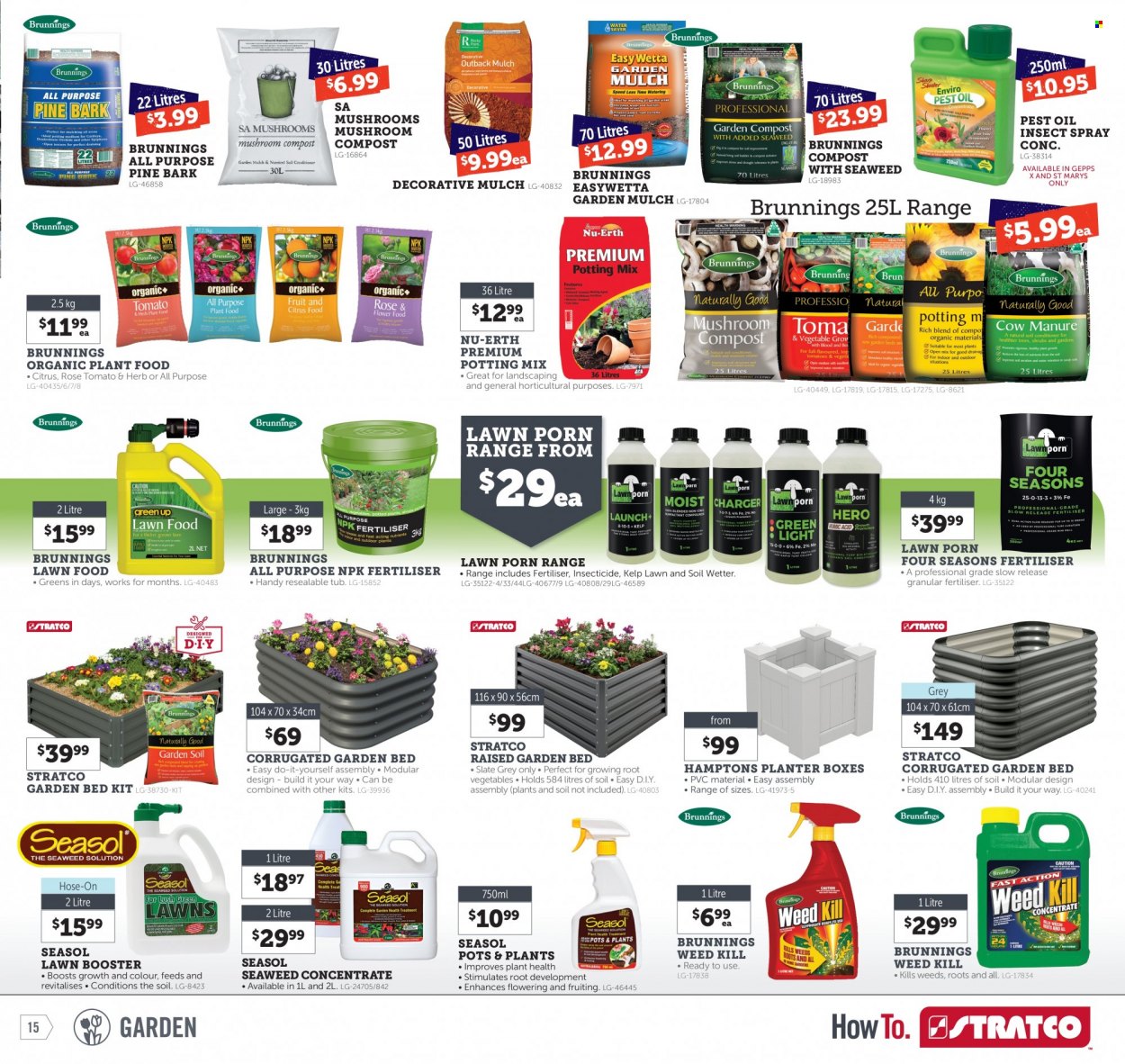 thumbnail - Stratco Catalogue - 27 Jan 2023 - 12 Feb 2023 - Sales products - pot, rose, potting mix, garden bed, garden mulch, compost. Page 15.