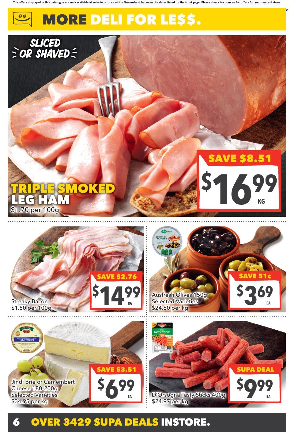 thumbnail - SUPA VALU Catalogue - 1 Feb 2023 - 7 Feb 2023 - Sales products - bacon, ham, streaky bacon, leg ham, camembert, cheese, brie, olives. Page 7.