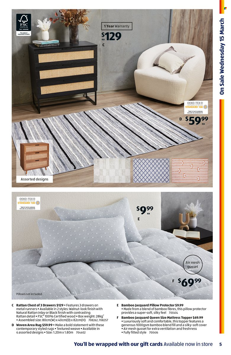 ALDI Catalogue - 15 Mar 2023 - 21 Mar 2023 - Sales products - topper, pillow, mattress protector. Page 5.
