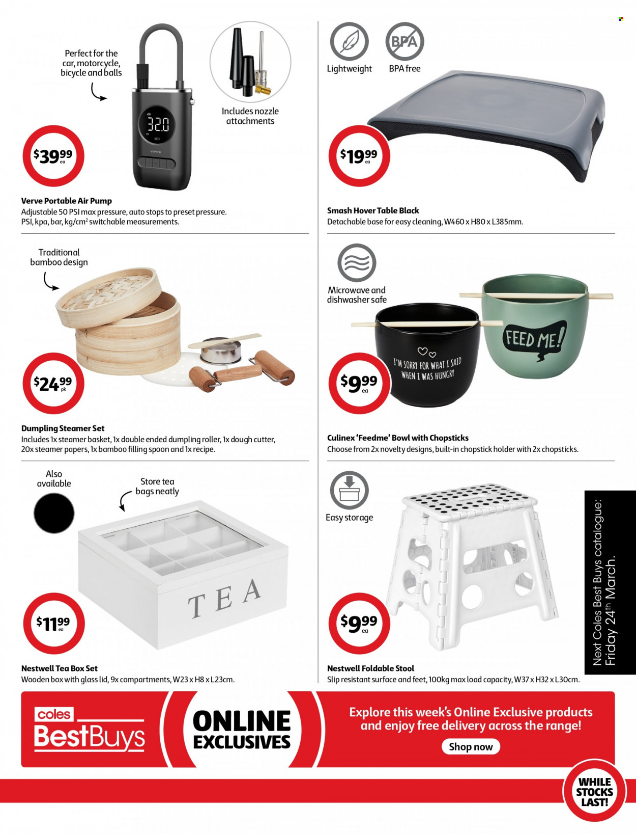 thumbnail - Coles Catalogue - 17 Mar 2023 - 23 Mar 2023 - Sales products - dumplings, tea bags, lid, spoon, cutter, roller. Page 5.