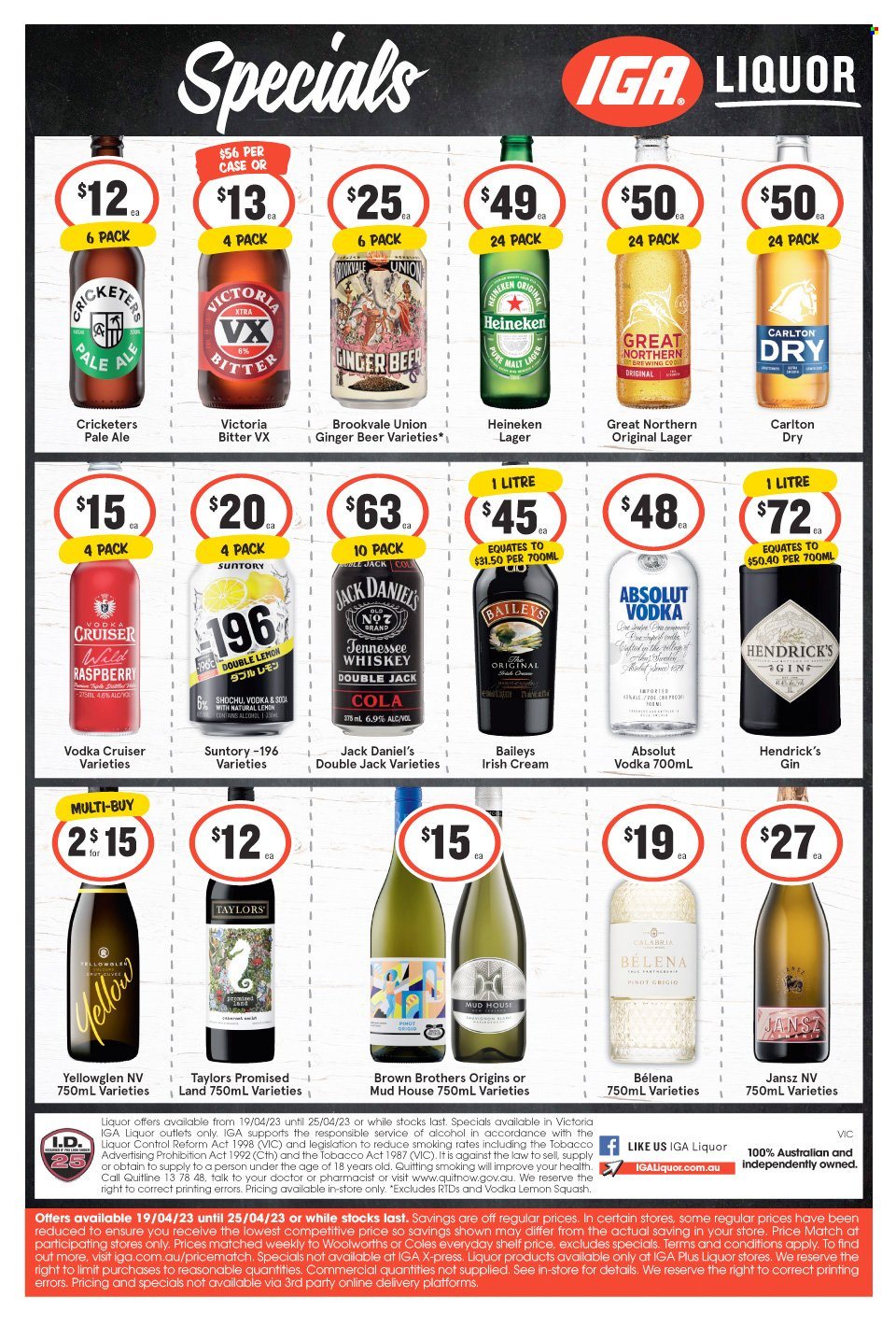 IGA LIQUOR catalogue - 19 Apr 2023 - 25 Apr 2023. Page 1
