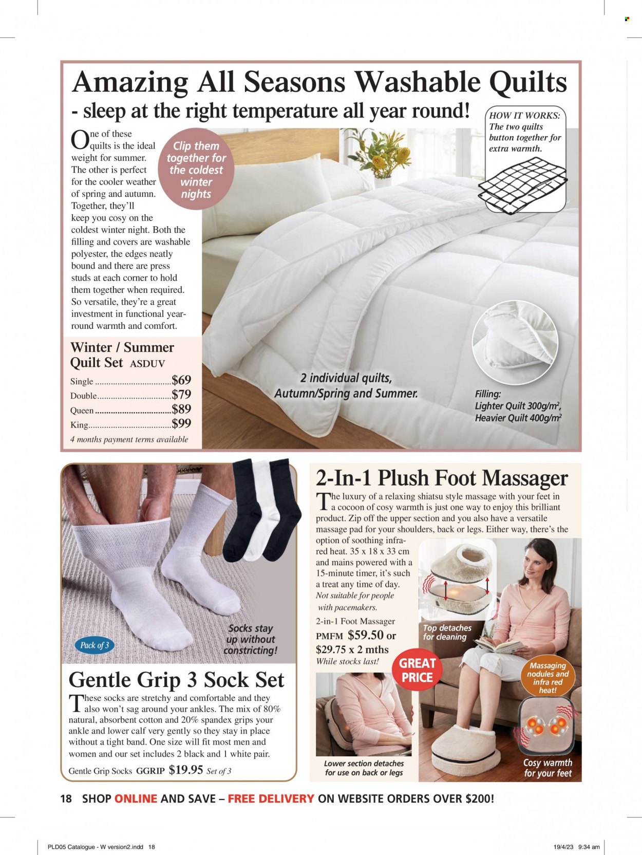 thumbnail - Innovations Catalogue - Sales products - quilt, massager, foot massager, socks, gentle grip socks. Page 18.