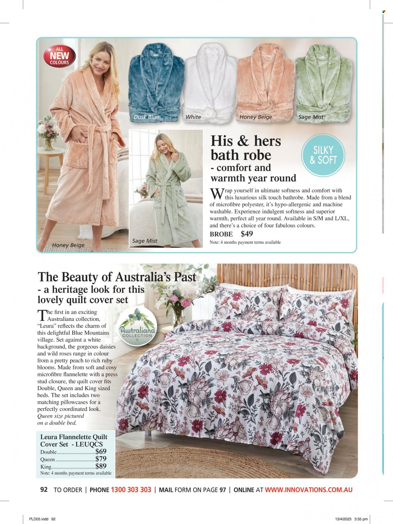 thumbnail - Innovations Catalogue - Sales products - pillowcase, quilt, quilt cover set, costume, robe, bathrobe. Page 92.