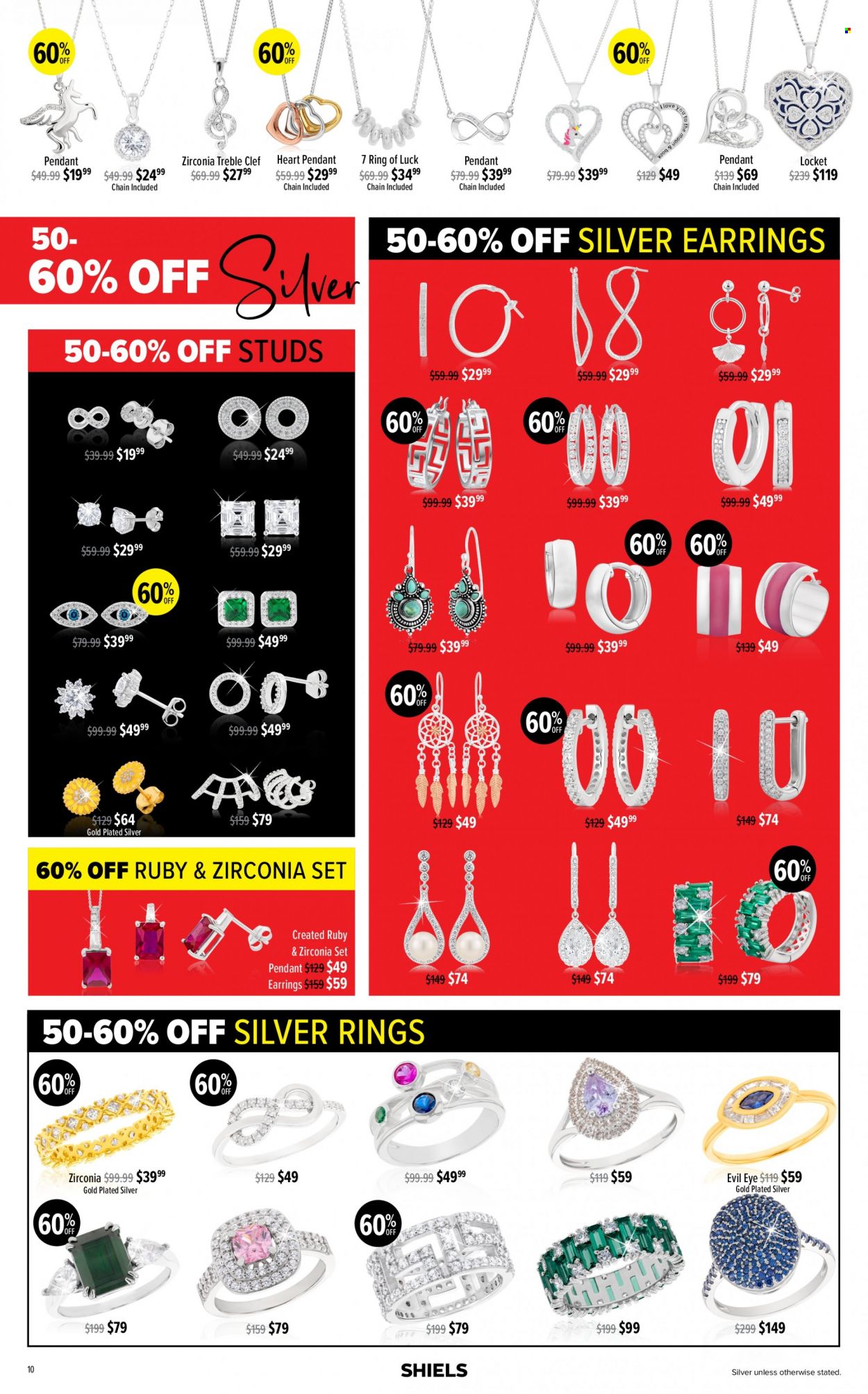 thumbnail - Shiels Catalogue - 15 May 2023 - 25 Jun 2023 - Sales products - locket, studs, pendant, earrings. Page 10.