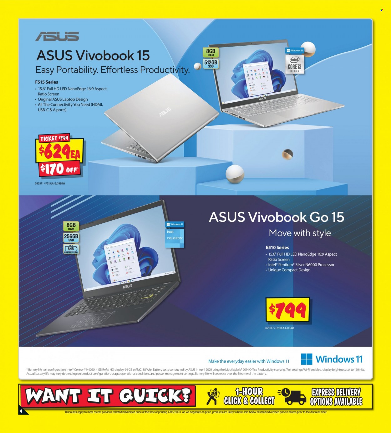 thumbnail - JB Hi-Fi Catalogue - 18 May 2023 - 31 May 2023 - Sales products - Intel, Asus, laptop. Page 4.