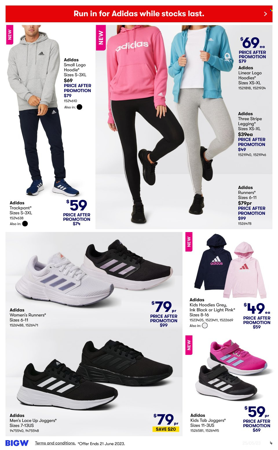 thumbnail - BIG W Catalogue - Sales products - Adidas, hoodie, joggers. Page 4.