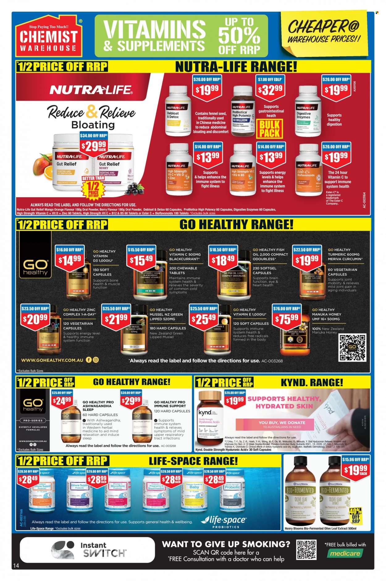 thumbnail - Chemist Warehouse Catalogue - 25 May 2023 - 7 Jun 2023 - Sales products - fish oil, vitamin c, zinc, vitamin D3, medicine. Page 14.