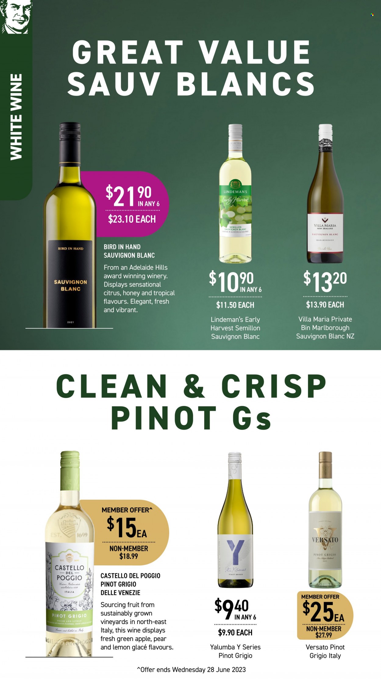 thumbnail - Dan Murphy's Catalogue - 1 Jun 2023 - 14 Jun 2023 - Sales products - white wine, wine, alcohol, Pinot Grigio, Sauvignon Blanc. Page 12.