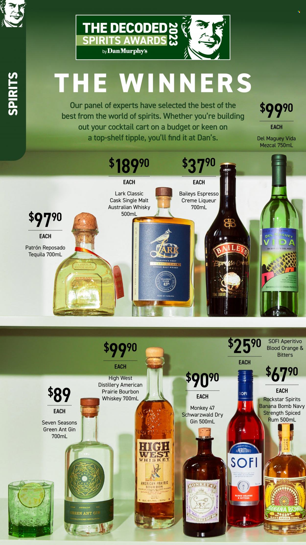 thumbnail - Dan Murphy's Catalogue - 1 Jun 2023 - 14 Jun 2023 - Sales products - alcohol, bourbon, gin, liqueur, rum, spiced rum, tequila, whiskey, Baileys, liquor, bourbon whiskey, whisky, cocktail, aperitivo. Page 22.