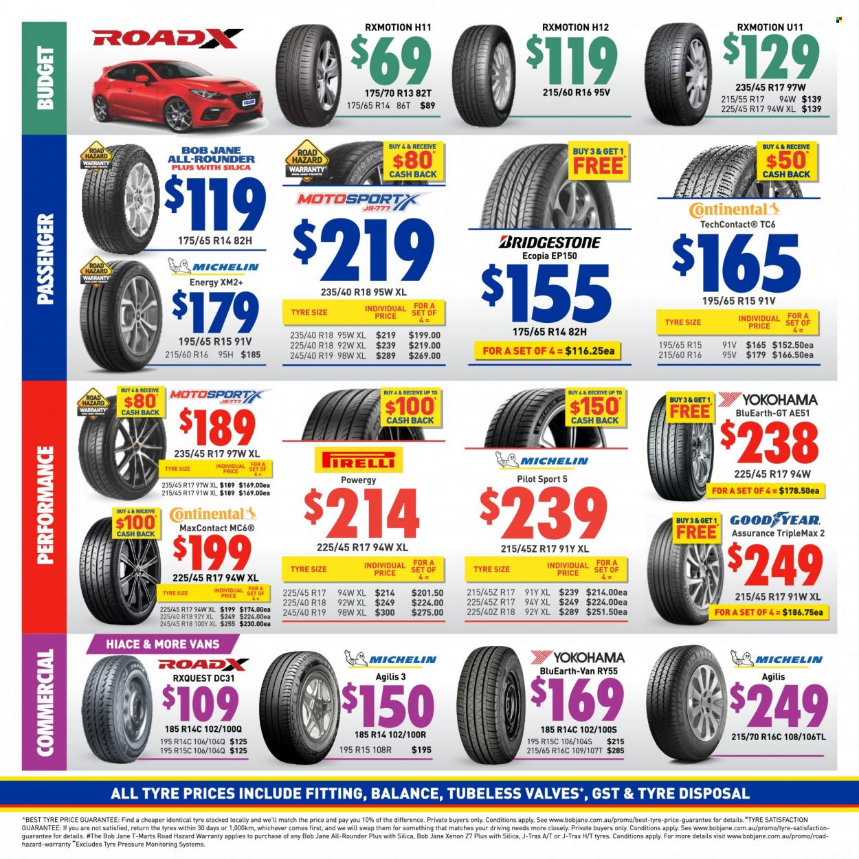 thumbnail - Bob Jane Catalogue - 1 Jun 2023 - 30 Jun 2023 - Sales products - Continental, Bridgestone, Michelin, tires, Yokohama. Page 2.
