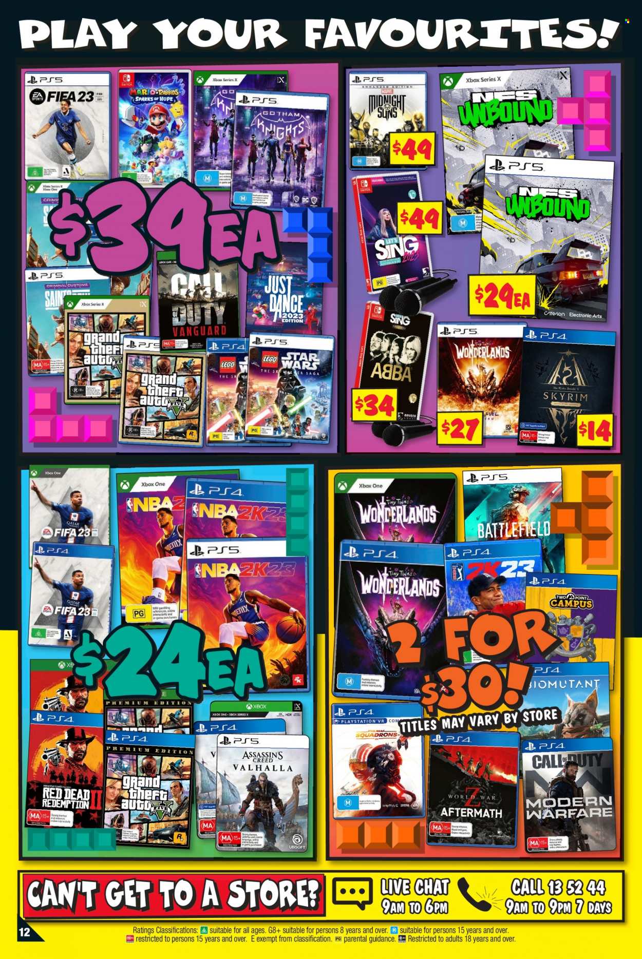 thumbnail - JB Hi-Fi Catalogue - 2 Jun 2023 - 12 Jun 2023 - Sales products - Xbox One, PlayStation, Xbox, PlayStation 4, PlayStation 5, Xbox Series X, PS, LEGO, Marvel, switch. Page 12.
