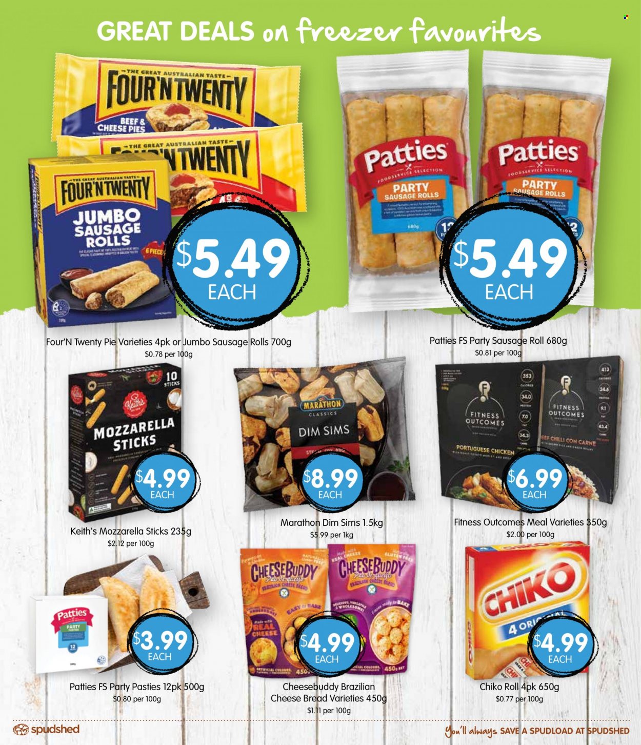 thumbnail - Spudshed Catalogue - 7 Jun 2023 - 13 Jun 2023 - Sales products - bread, sausage rolls, pie, mozzarella, cheese, chicken. Page 6.