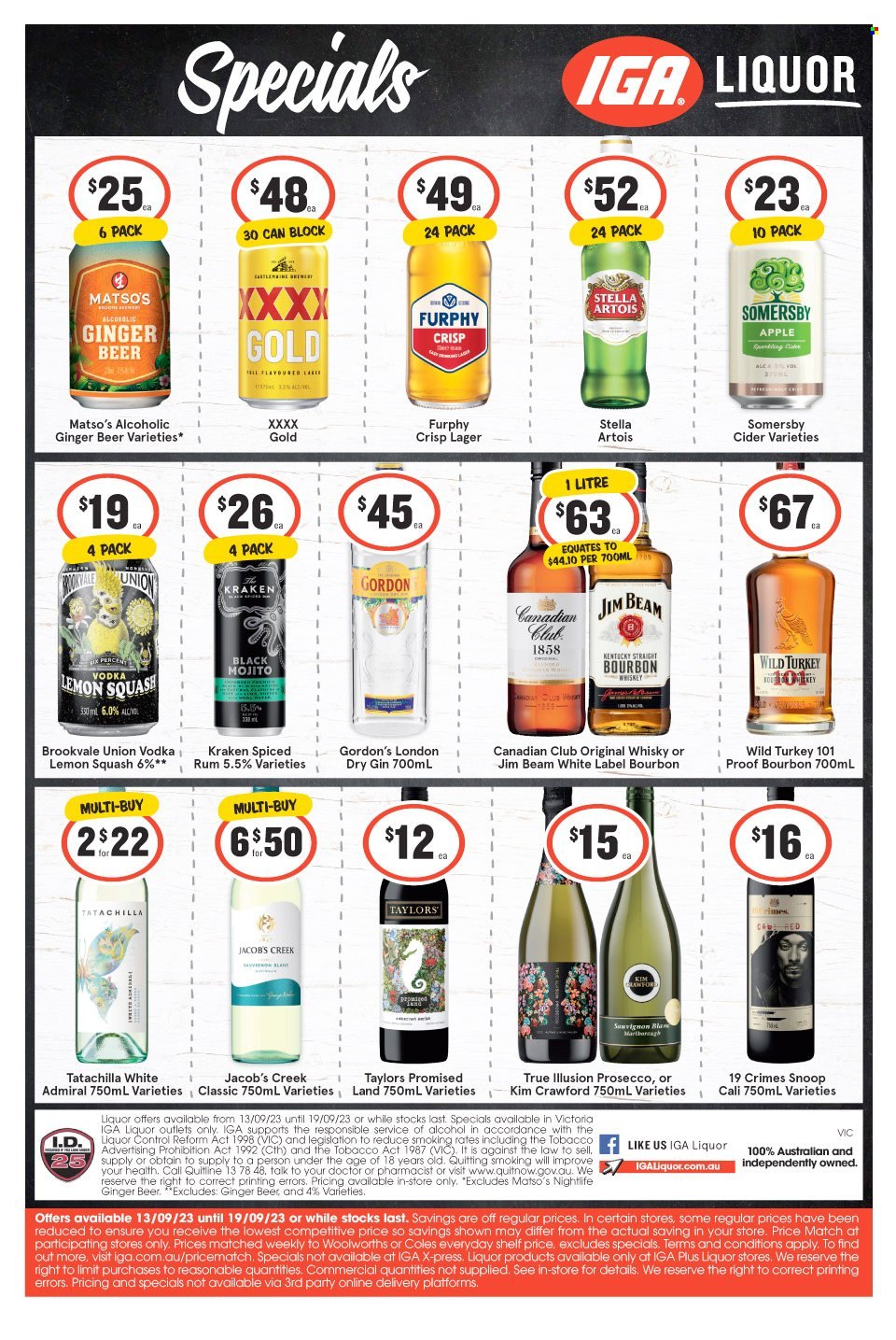 IGA LIQUOR catalogue - 13 Sep 2023 - 19 Sep 2023. Page 1