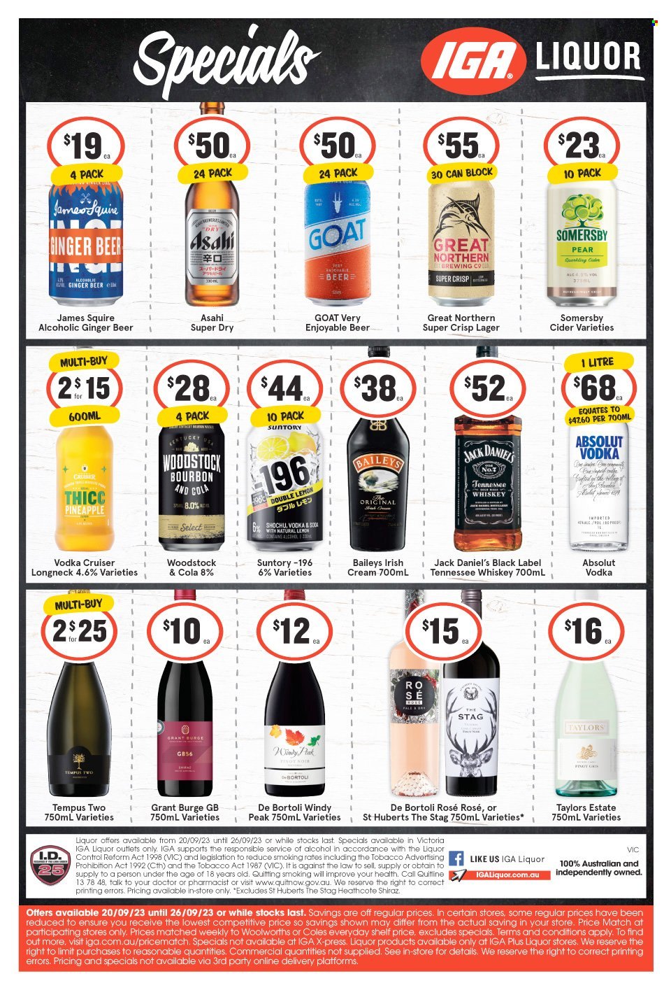 IGA LIQUOR catalogue - 20 Sep 2023 - 26 Sep 2023. Page 1
