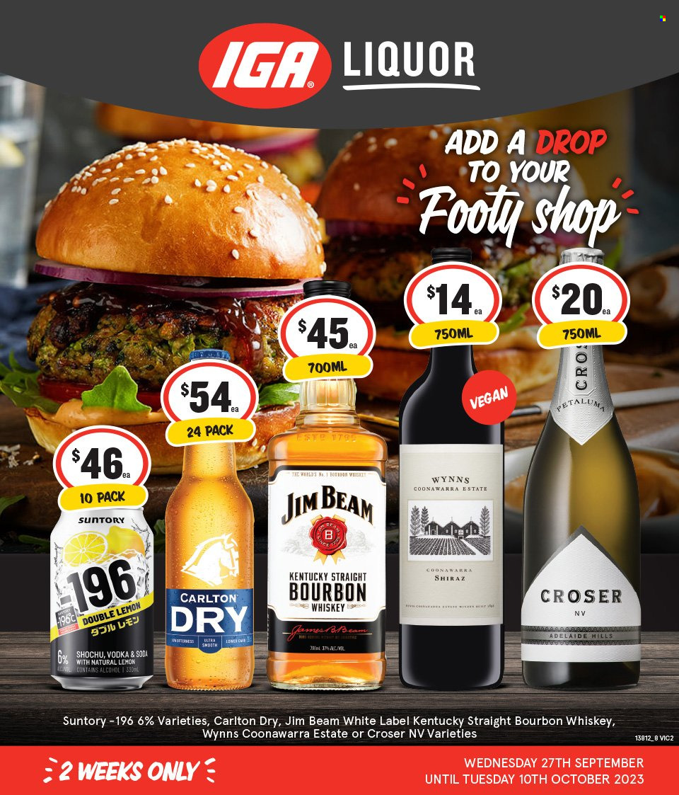 IGA LIQUOR catalogue - 27 Sep 2023 - 10 Oct 2023. Page 1