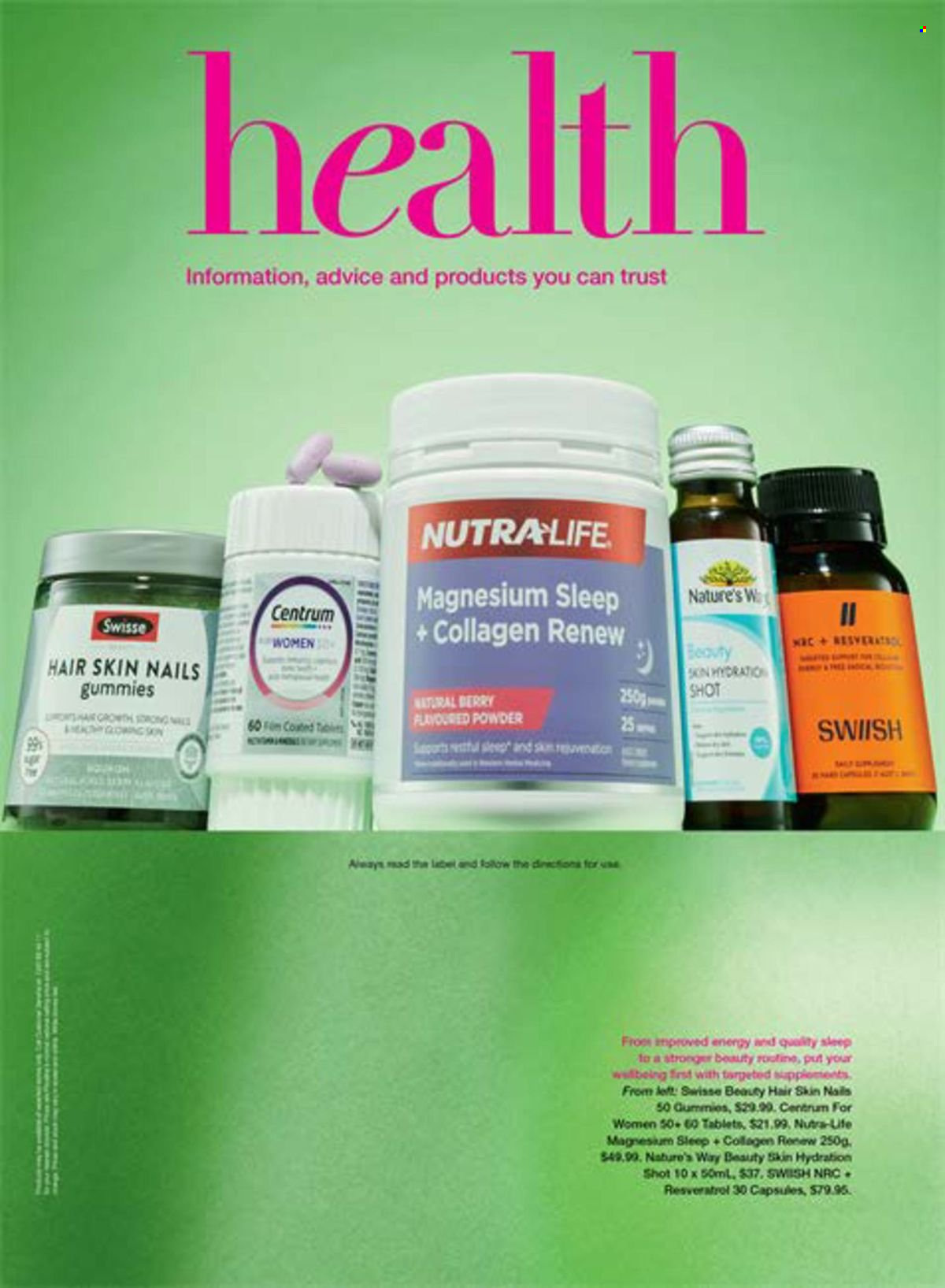 thumbnail - Priceline Pharmacy Catalogue - 22 Feb 2024 - 22 May 2024 - Sales products - Swisse, magnesium, Centrum, health supplement. Page 13.
