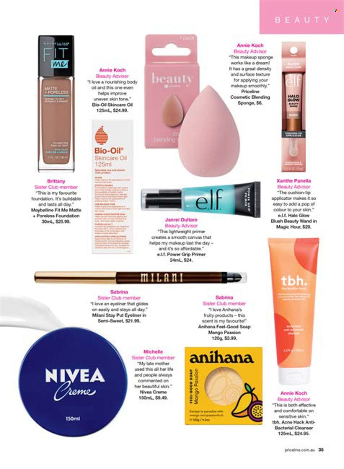 thumbnail - Priceline Pharmacy Catalogue - 22 Feb 2024 - 22 May 2024 - Sales products - Nivea, soap, cleanser, makeup, Maybelline, eyeliner. Page 35.