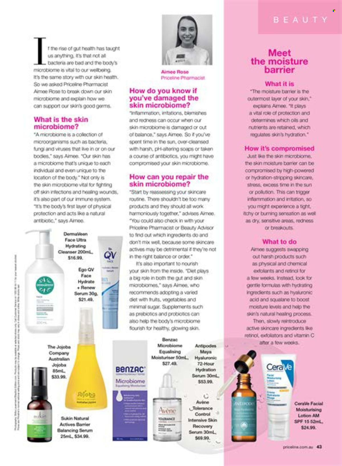 thumbnail - Priceline Pharmacy Catalogue - 22 Feb 2024 - 22 May 2024 - Sales products - CeraVe, cleanser, serum, skin care product, Sukin, condom. Page 43.