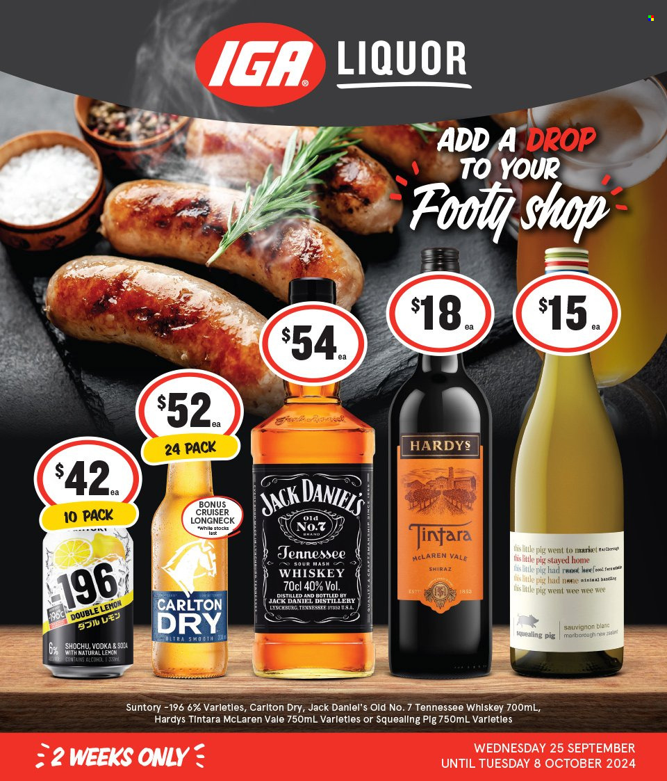 IGA LIQUOR catalogue - 25 Sep 2024 - 8 Oct 2024. Page 1
