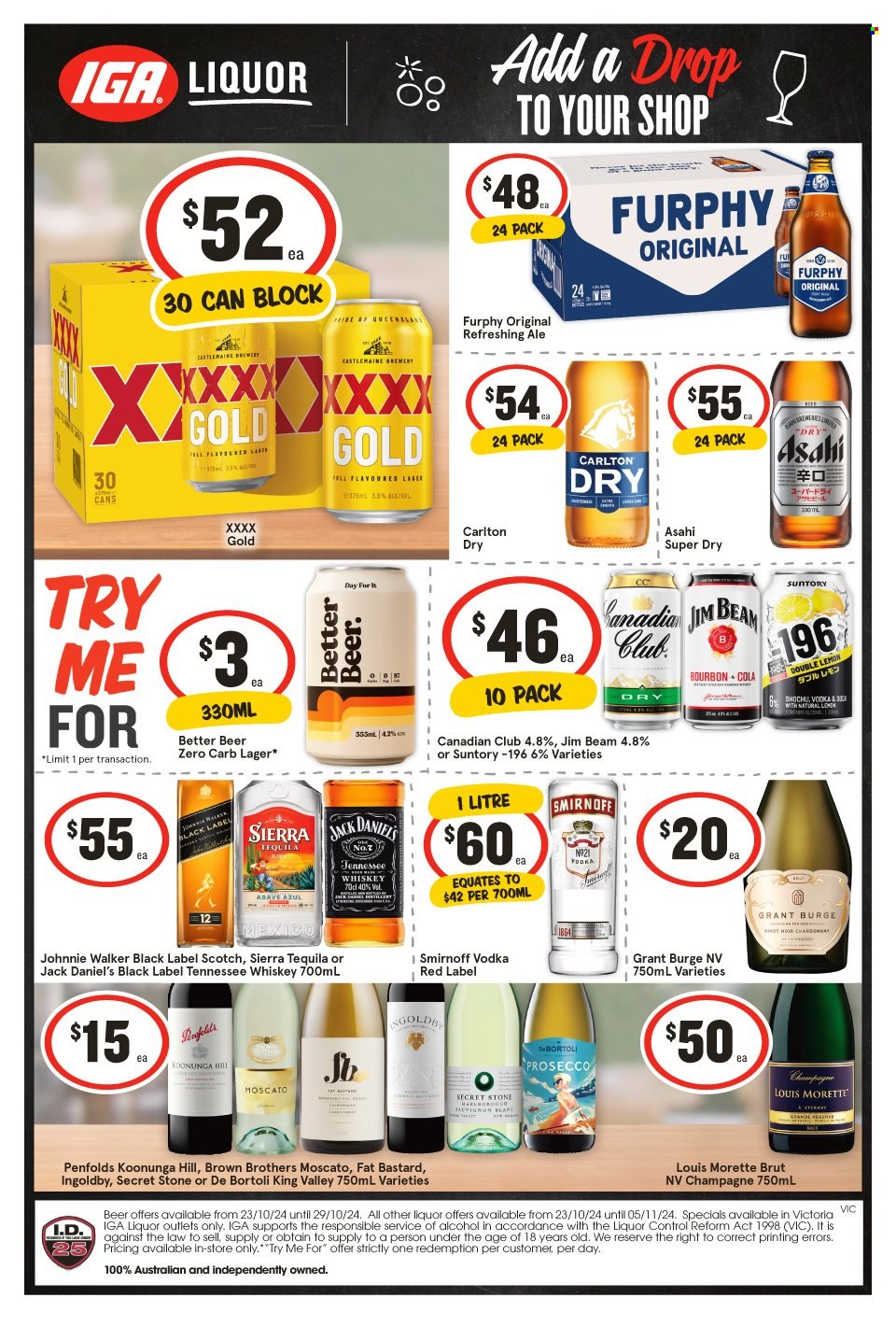 IGA LIQUOR catalogue - 23 Oct 2024 - 29 Oct 2024. Page 1