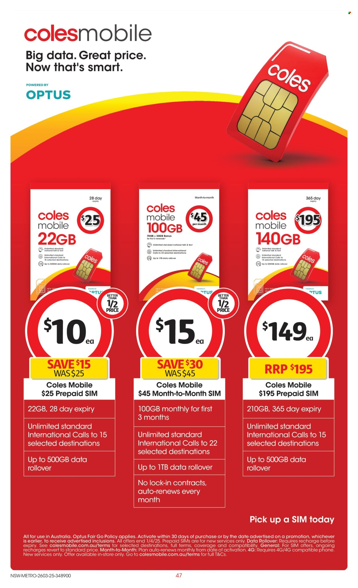 Coles catalogue - 26 Mar 2025 - 1 Apr 2025. Page 47