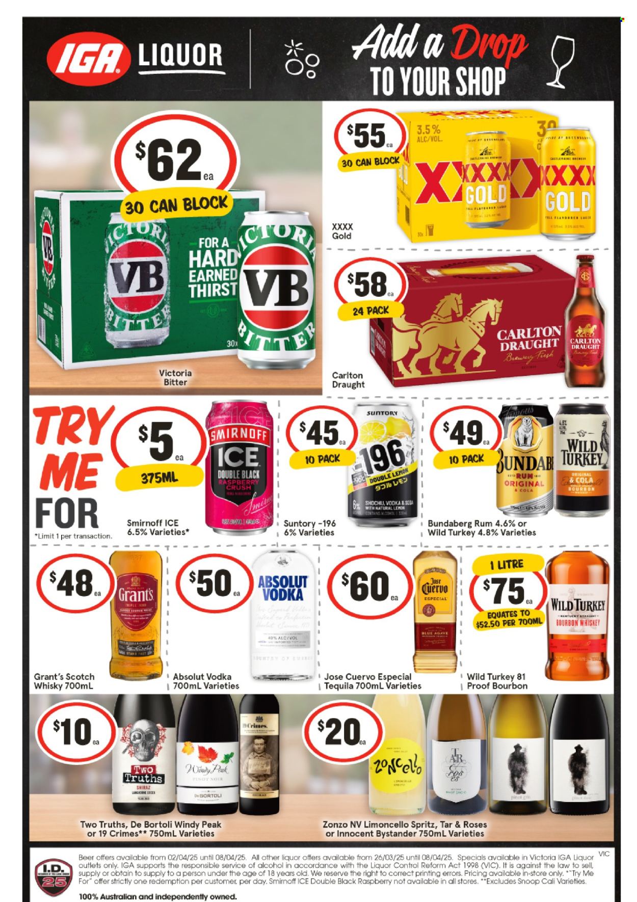 IGA LIQUOR catalogue - 2 Apr 2025 - 8 Apr 2025. Page 1