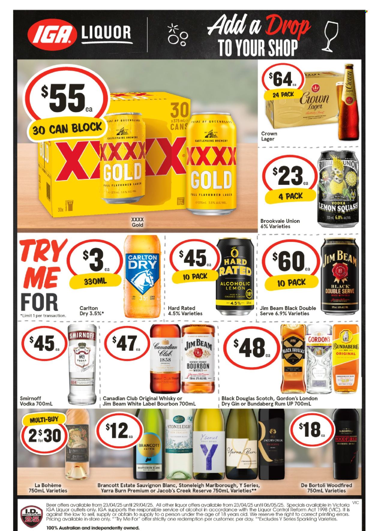IGA LIQUOR catalogue - 23 Apr 2025 - 29 Apr 2025. Page 1
